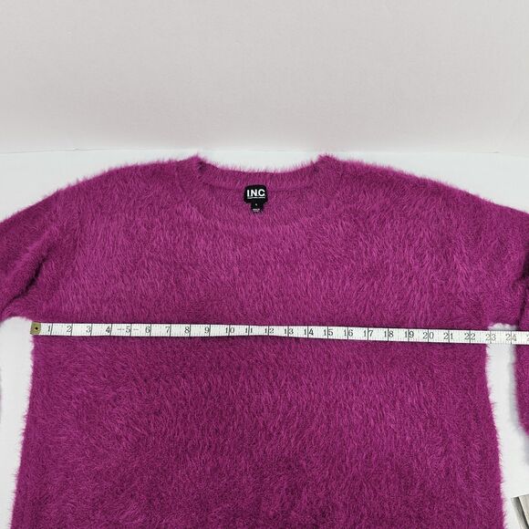 I.n.c. International Concepts Eyelash-Knit Fuzzy Sweater Burnished Berry Size L - Picture 8 of 10